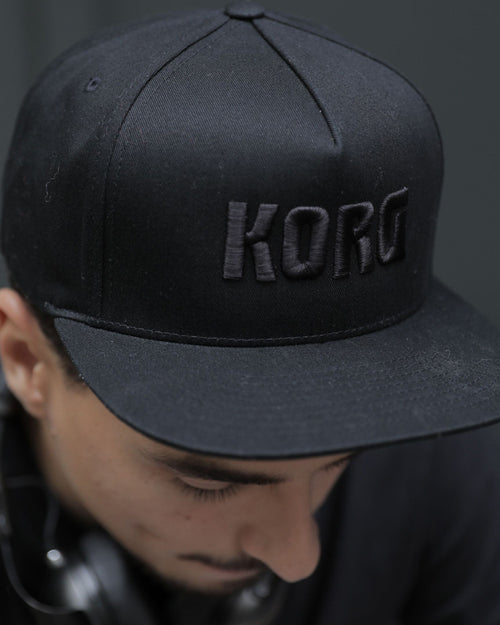 KORG Logo Flat Bill Cap  - Black on Black