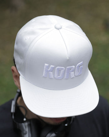 KORG Logo Flat Bill Cap  - White on White