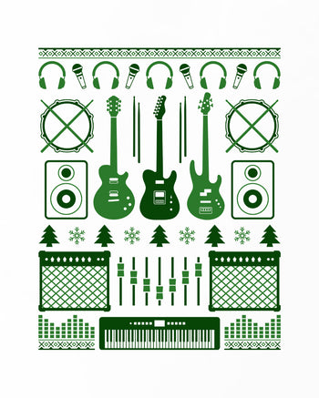 Musicians Christmas Long Sleeve T-Shirt  - White / Green