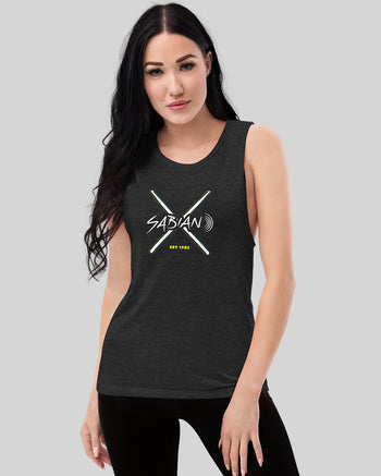 SABIAN Neon X Ladies’ Muscle Tank  - Black Heather