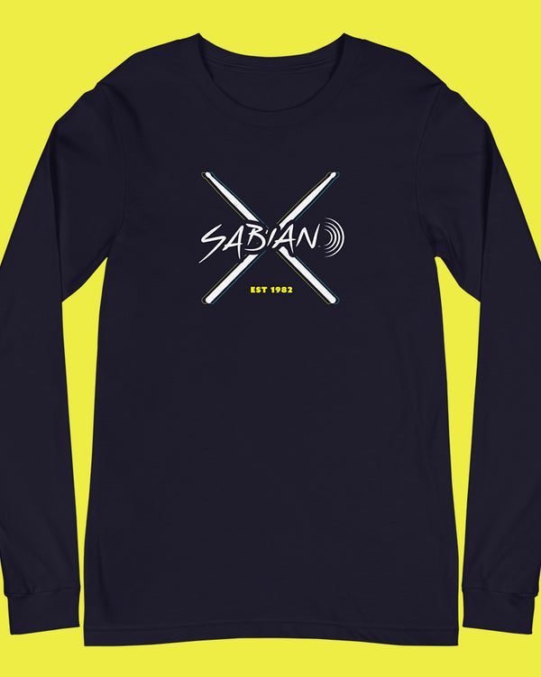 SABIAN Neon X Long Sleeve T-Shirt - Navy - Photo 3