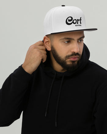 Cort Guitars Snapback Hat  - White with Black
