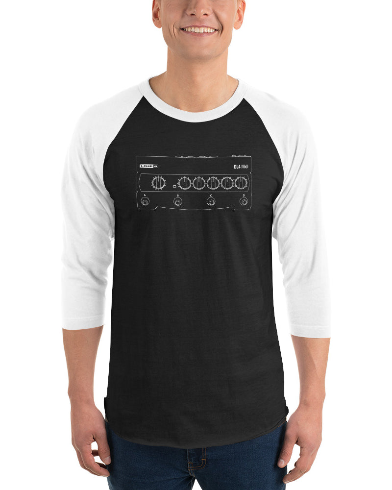 Line 6 DL4 MkII 3/4 Sleeve Raglan Shirt - Black / White - Photo 4