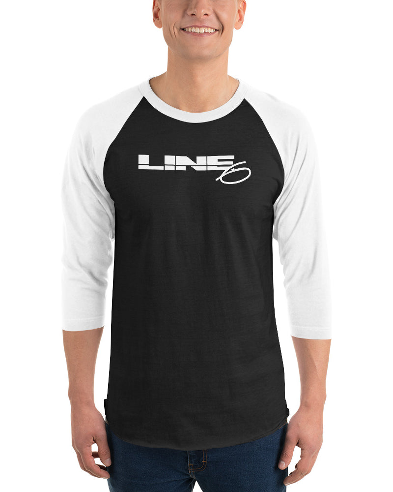 Line 6 Vintage Logo 3/4 Sleeve Raglan Shirt - White / Black - Photo 4