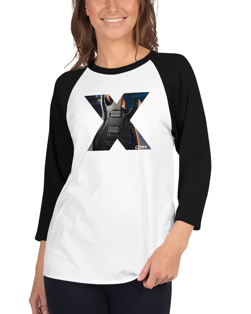 Cort KX700 3/4 Sleeve Raglan Shirt - White / Black - Photo 4