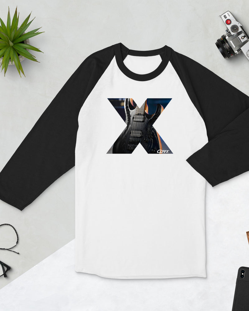 Cort KX700 3/4 Sleeve Raglan Shirt - White / Black - Photo 5