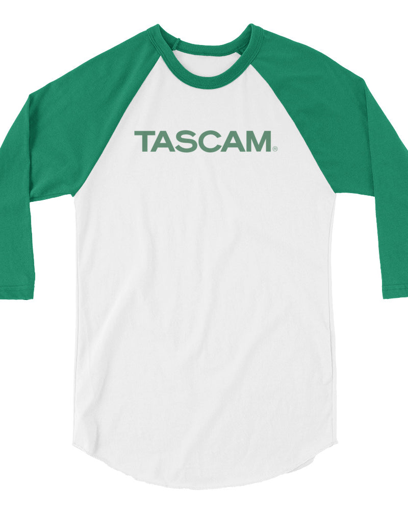 TASCAM Classic 3/4 Sleeve Raglan Shirt - Green on White - Photo 3