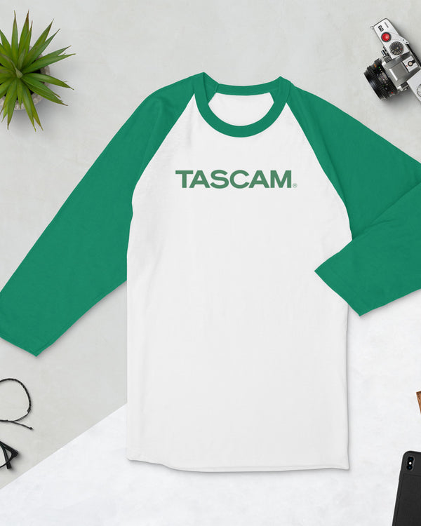 TASCAM Classic 3/4 Sleeve Raglan Shirt - Green on White - Photo 4