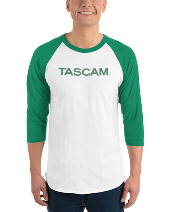 TASCAM Classic 3/4 Sleeve Raglan Shirt  - Green on White