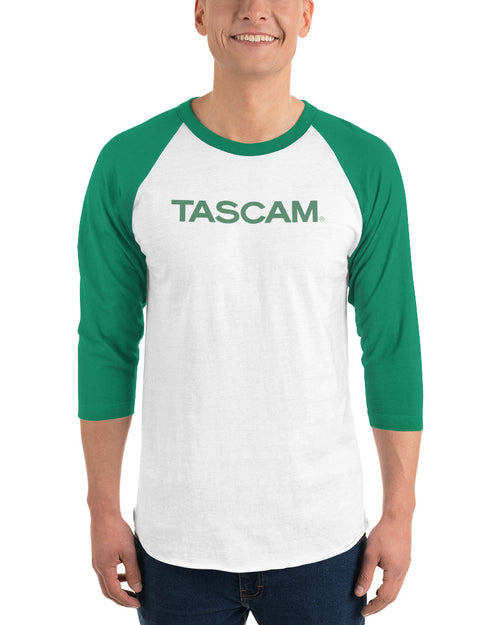TASCAM Classic 3/4 Sleeve Raglan Shirt  - Green on White