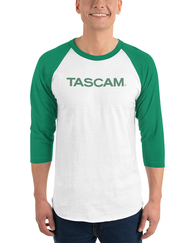 TASCAM Classic 3/4 Sleeve Raglan Shirt - Green on White - Photo 1