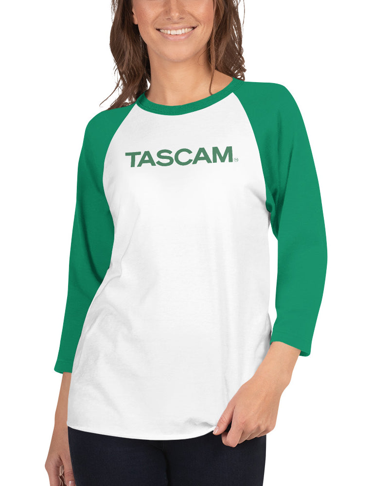 TASCAM Classic 3/4 Sleeve Raglan Shirt - Green on White - Photo 5