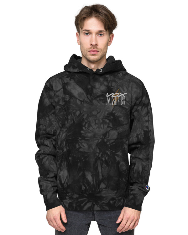 VOX Bolt Unisex Champion Embroidered Tie-Dye Hoodie - Black - Photo 1