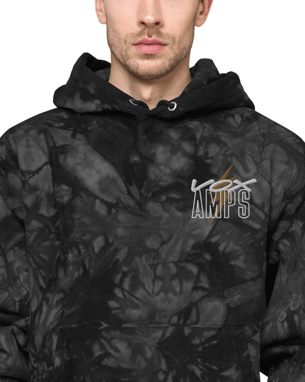 VOX Bolt Unisex Champion Embroidered Tie-Dye Hoodie - Black - Photo 7