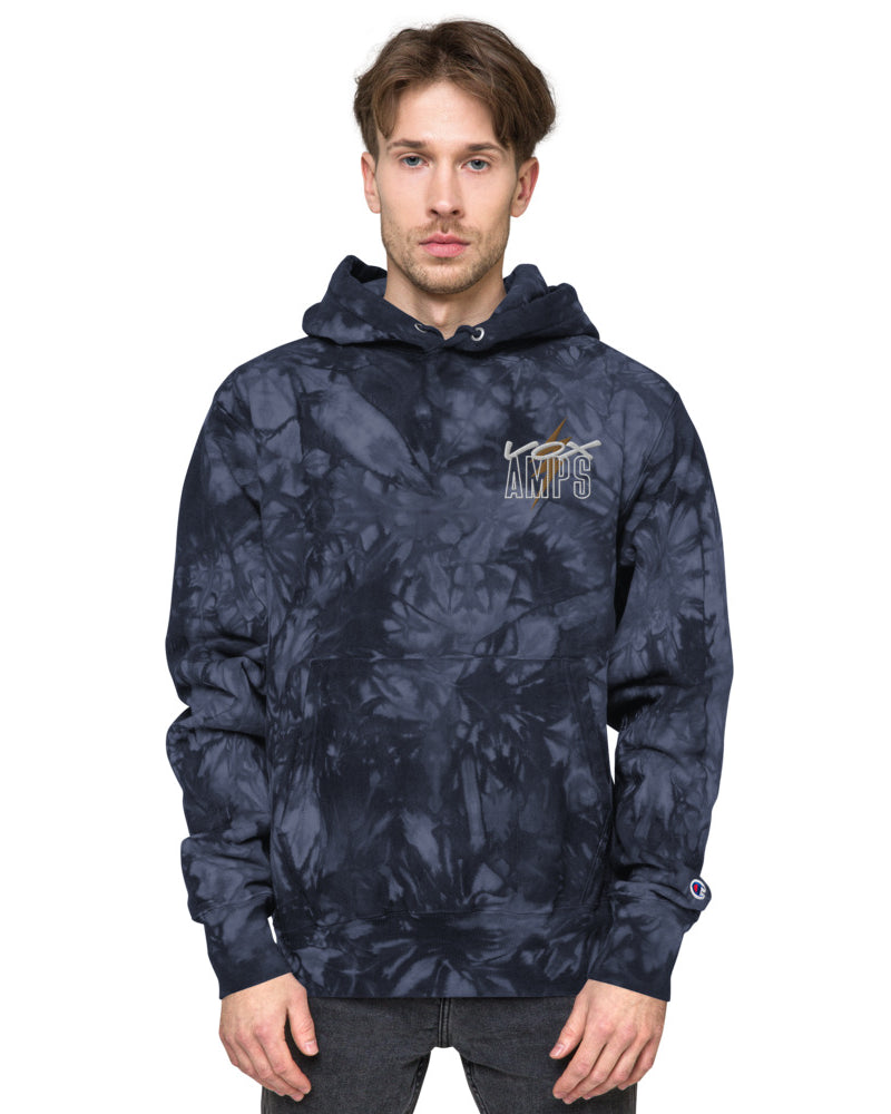 VOX Bolt Unisex Champion Embroidered Tie-Dye Hoodie - Navy - Photo 9