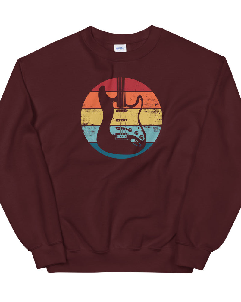 Retro Distressed Stratocaster Comfy Sweatshirt - Maroon - Photo 2