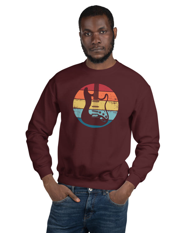 Retro Distressed Stratocaster Comfy Sweatshirt - Maroon - Photo 5