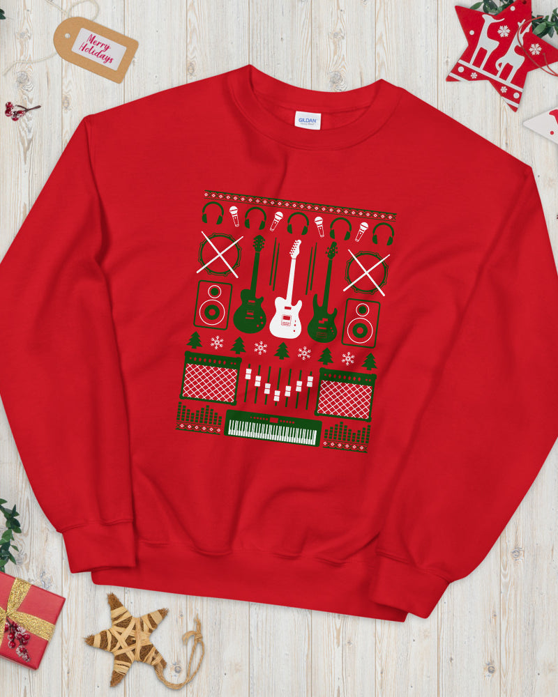 Guitar Ugly Christmas Sweater. Gift for Guitarist. Bassist. Ugly Sweater.  Band. Merry Christmas. Sweatshirt. Ugly Christmas Sweater. Party. 