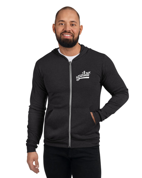 Aguilar Logo Unisex Zip Hoodie - Dark Heather Gray - Photo 5