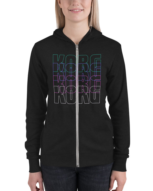 KORG Stax Unisex Lightweight Zip Hoodie - Black - Photo 9