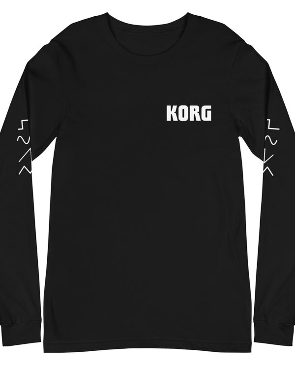 KORG Logo+Waveforms Long Sleeve Tee - Black - Photo 3