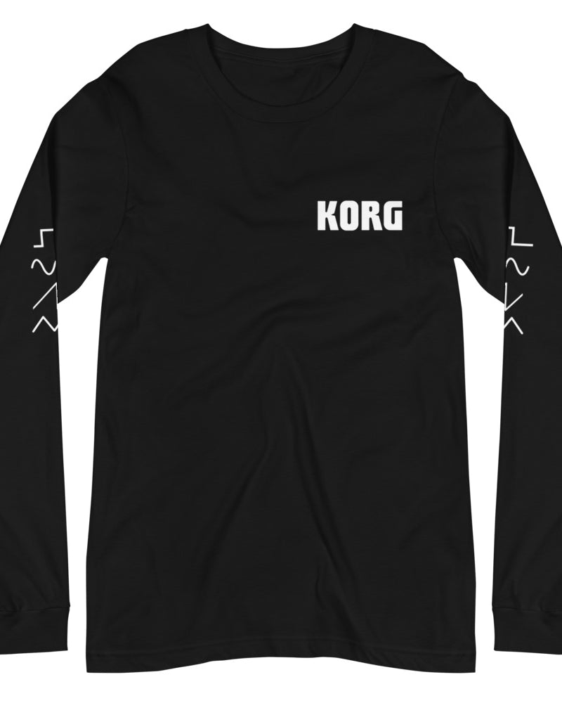 KORG Logo+Waveforms Long Sleeve Tee - Black - Photo 11