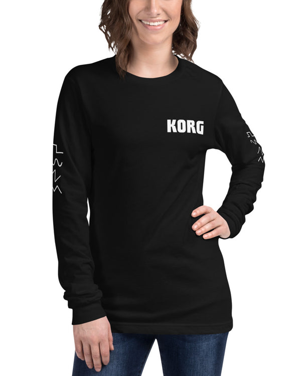 KORG Logo+Waveforms Long Sleeve Tee - Black - Photo 7
