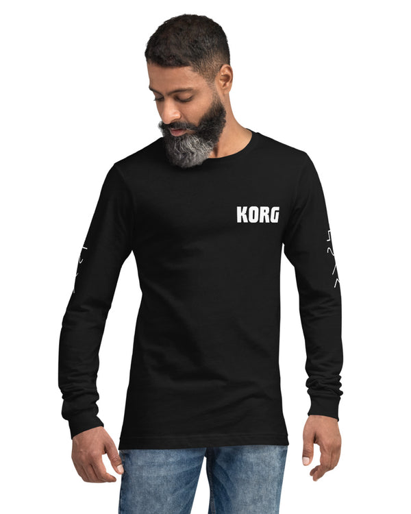 KORG Logo+Waveforms Long Sleeve Tee - Black - Photo 10