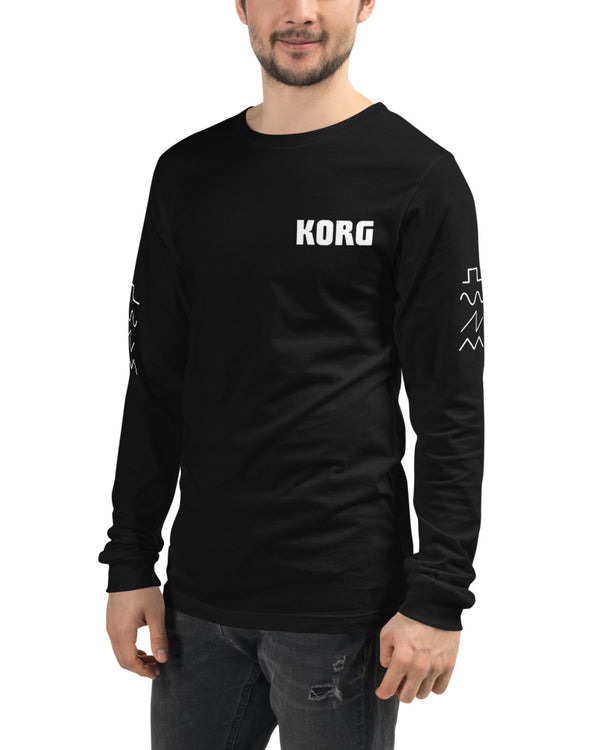 KORG Logo+Waveforms Long Sleeve Tee - Black - Photo 6