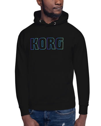 KORG Gradient Logo Unisex Hoodie  - Black W/Neon Blue