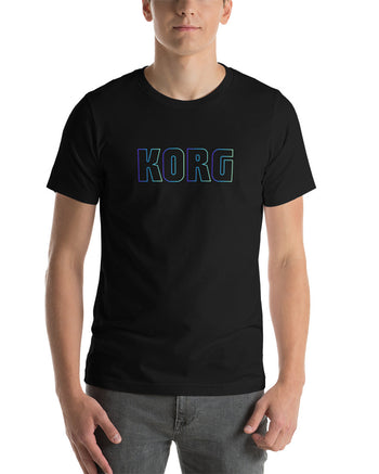 KORG Gradient Logo T-Shirt  - Black W/Neon Blue