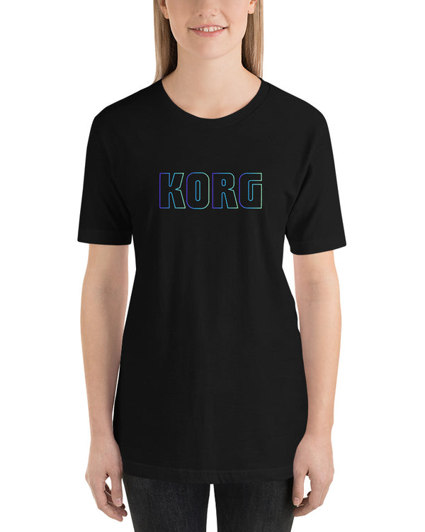 KORG Gradient Logo T-Shirt - Black W/Neon Blue - Photo 3
