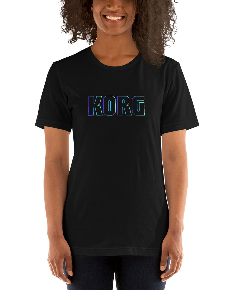 KORG Gradient Logo T-Shirt - Black W/Neon Blue - Photo 5
