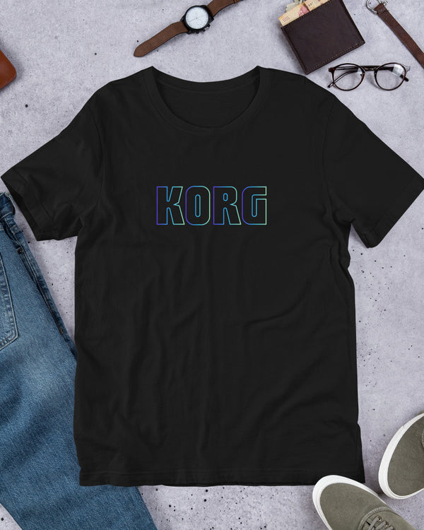 KORG Gradient Logo T-Shirt - Black W/Neon Blue - Photo 6