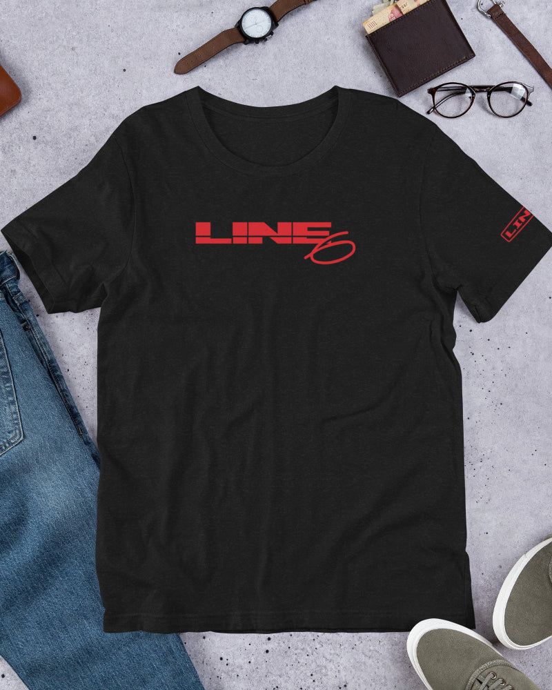 Line 6 Vintage Logo T-Shirt - Black Heather/Red - Photo 7
