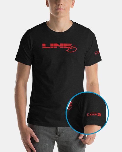 Line 6 Vintage Logo T-Shirt  - Black Heather/Red