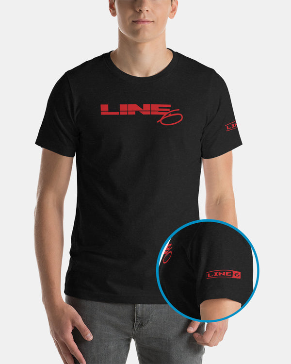 Line 6 Vintage Logo T-Shirt - Black Heather/Red - Photo 1