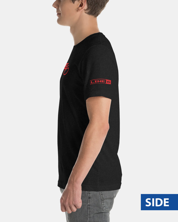 Line 6 Vintage Logo T-Shirt - Black Heather/Red - Photo 3