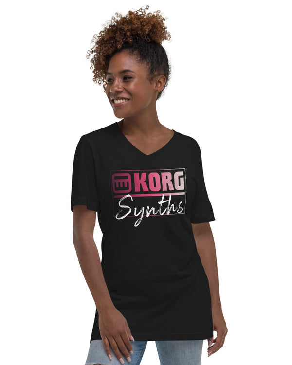 KORG Synths V-Neck T-Shirt - Black - Photo 1