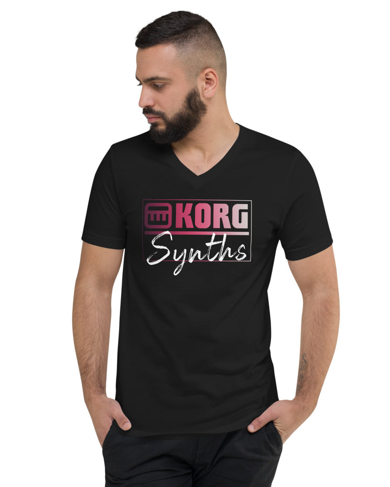 KORG Synths V-Neck T-Shirt - Black - Photo 5