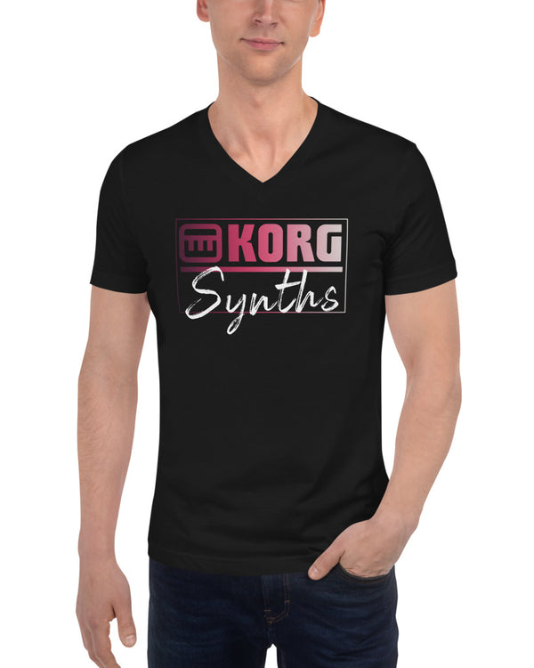 KORG Synths V-Neck T-Shirt - Black - Photo 3