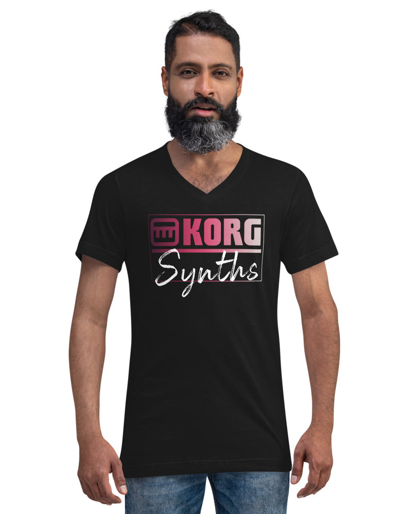 KORG Synths V-Neck T-Shirt - Black - Photo 7