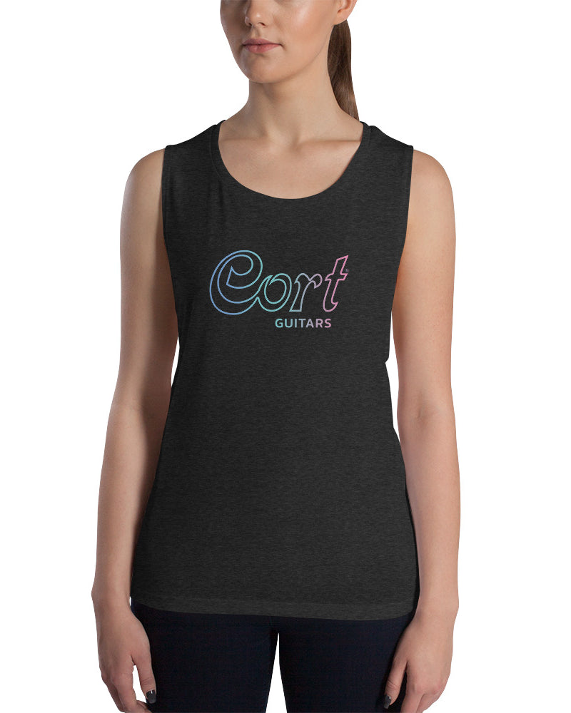 Cort Guitars Gradient Outline Ladies’ Muscle Tank - Candy Blue Gradient - Photo 1