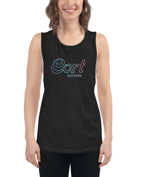 Cort Guitars Gradient Outline Ladies’ Muscle Tank - Candy Blue Gradient - Photo 4