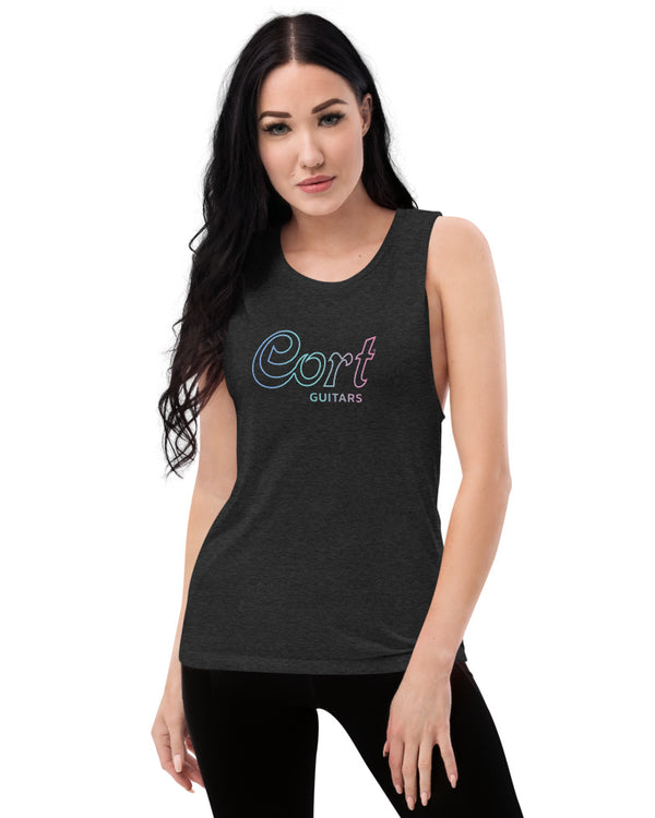 Cort Guitars Gradient Outline Ladies’ Muscle Tank - Candy Blue Gradient - Photo 5