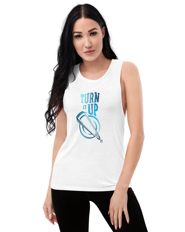 Turn It Up Ladies’ Muscle Tank Top - Cool Gradient - Photo 6