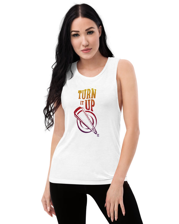 Turn It Up Ladies’ Muscle Tank Top - Warm Gradient - Photo 7