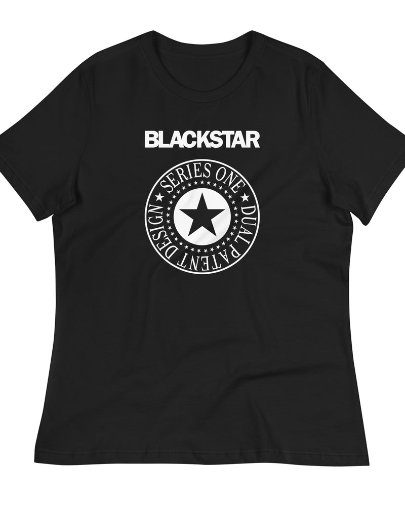 STAX Black Stencil Logo Women's Iconic Fitted T-Shirt