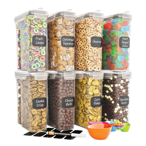 Lifewit 4L(135oz) Cereal Containers Storage with Flip-Top Lids, 4pcs  Airtight Food Storage Canister Sets with Label Stickers for Kitchen Pantry