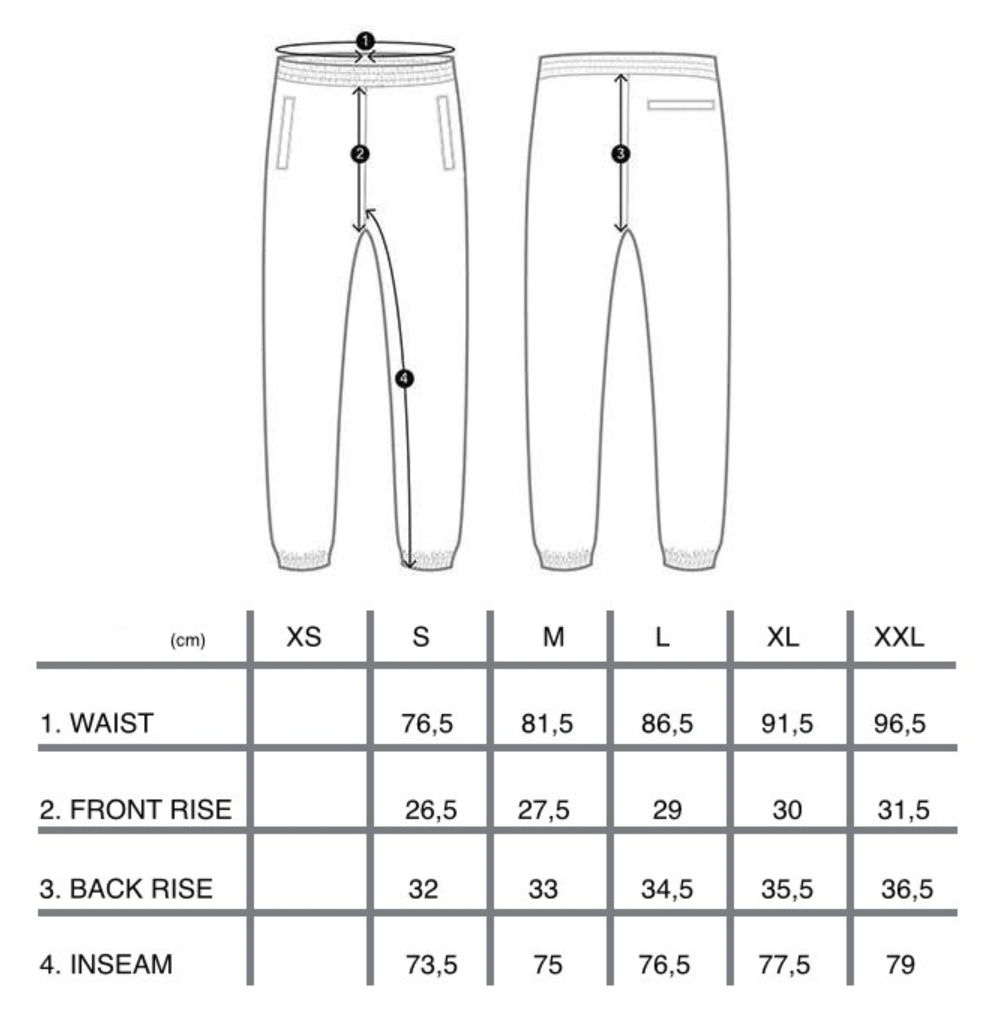 SWEATPANTS SIZE CHART – IKONO